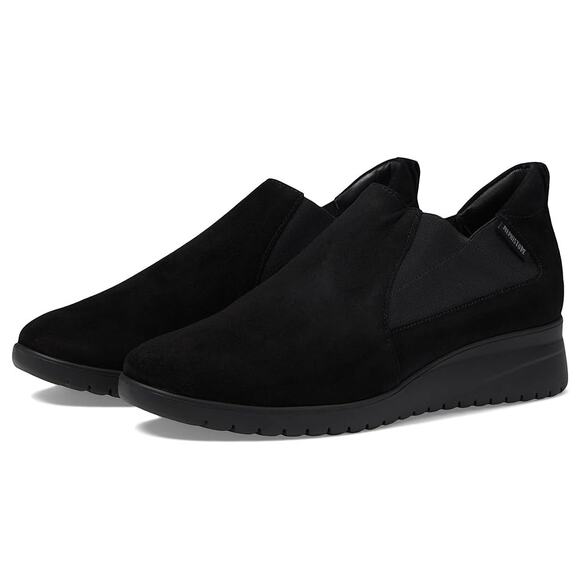 Mephisto Ibelina Women’s Wedge Slip-on Sneaker Size 8.5 Black Suede Leather NIB - Picture 1 of 13